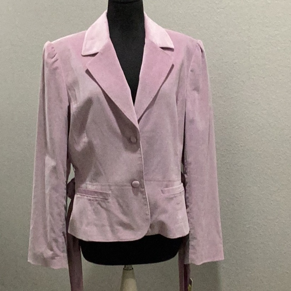ANTONIO MELANI Lavender/pink Velvet blazer with satin tie NWT size Large